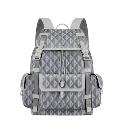 Dior Gray Coated Cotton Canvas with CD Diamond Print and Dior Gray Smooth Calfskin