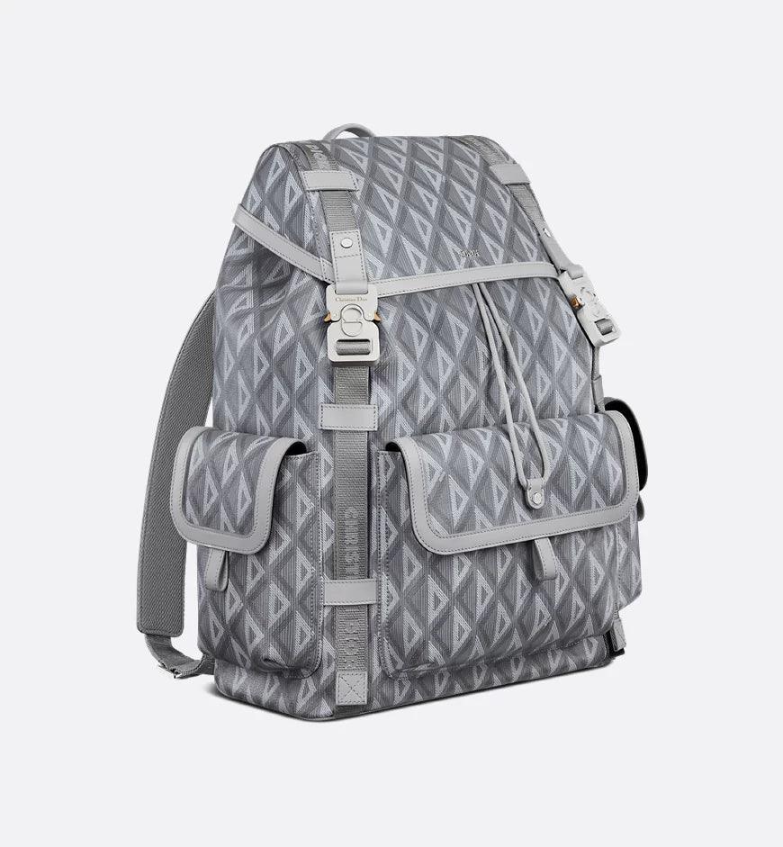 Dior Gray Coated Cotton Canvas with CD Diamond Print and Dior Gray Smooth Calfskin