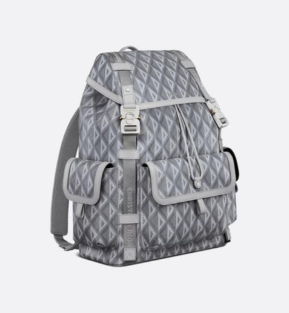 Dior Gray Coated Cotton Canvas with CD Diamond Print and Dior Gray Smooth Calfskin