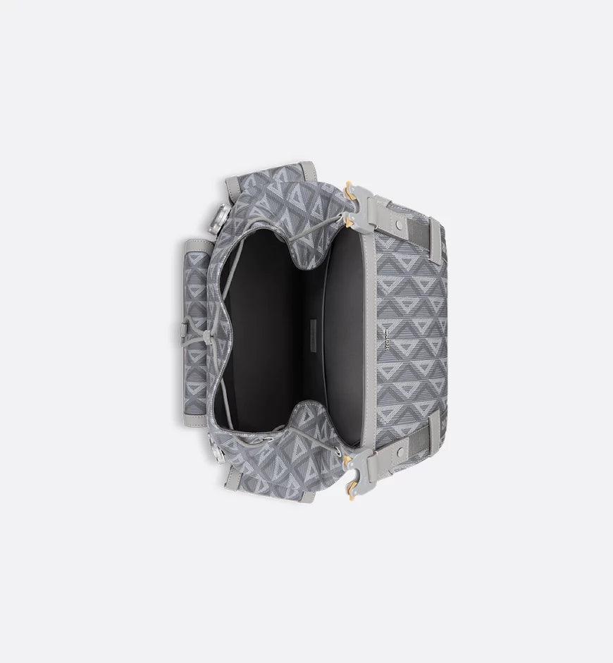 Dior Gray Coated Cotton Canvas with CD Diamond Print and Dior Gray Smooth Calfskin