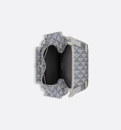 Dior Gray Coated Cotton Canvas with CD Diamond Print and Dior Gray Smooth Calfskin