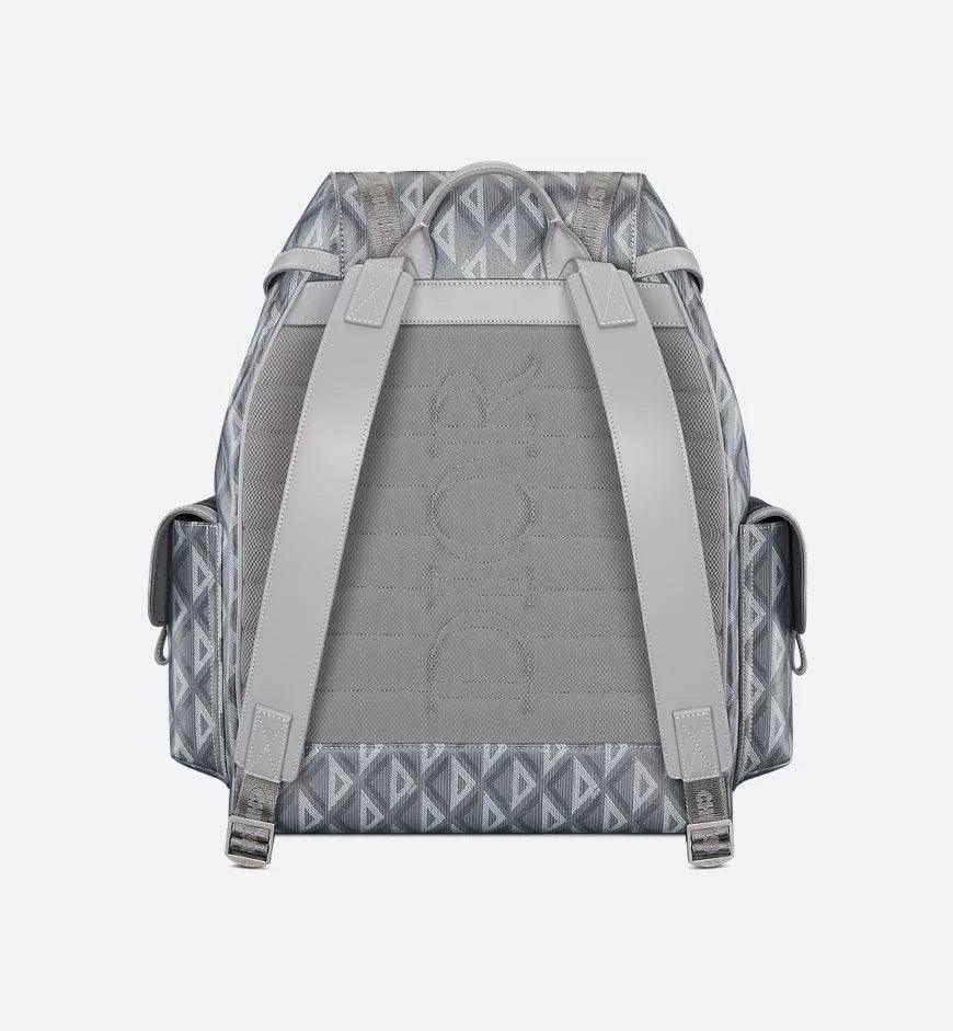 Dior Gray Coated Cotton Canvas with CD Diamond Print and Dior Gray Smooth Calfskin
