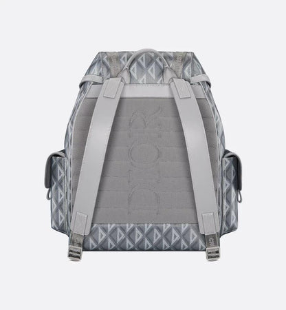 Dior Gray Coated Cotton Canvas with CD Diamond Print and Dior Gray Smooth Calfskin