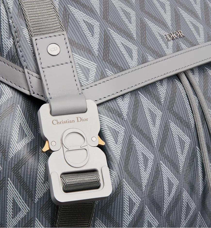 Dior Gray Coated Cotton Canvas with CD Diamond Print and Dior Gray Smooth Calfskin