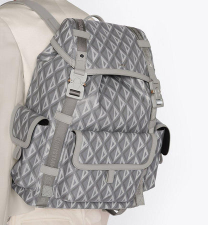 Dior Gray Coated Cotton Canvas with CD Diamond Print and Dior Gray Smooth Calfskin