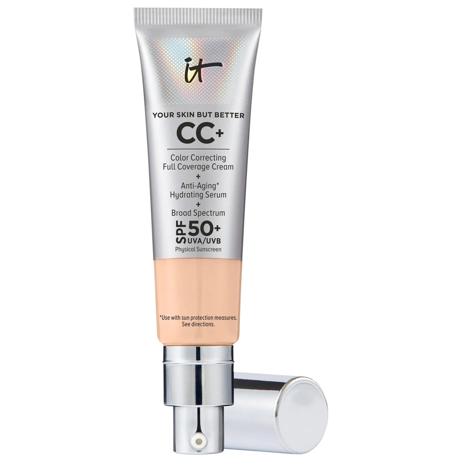 IT Cosmetics CC+ Cream SPF 50+ Full Coverage Color Correcting Foundation: Hydrating, Anti-Aging, Flawless Skin, Blemishes, Redness &amp; Dark Circles Coverage