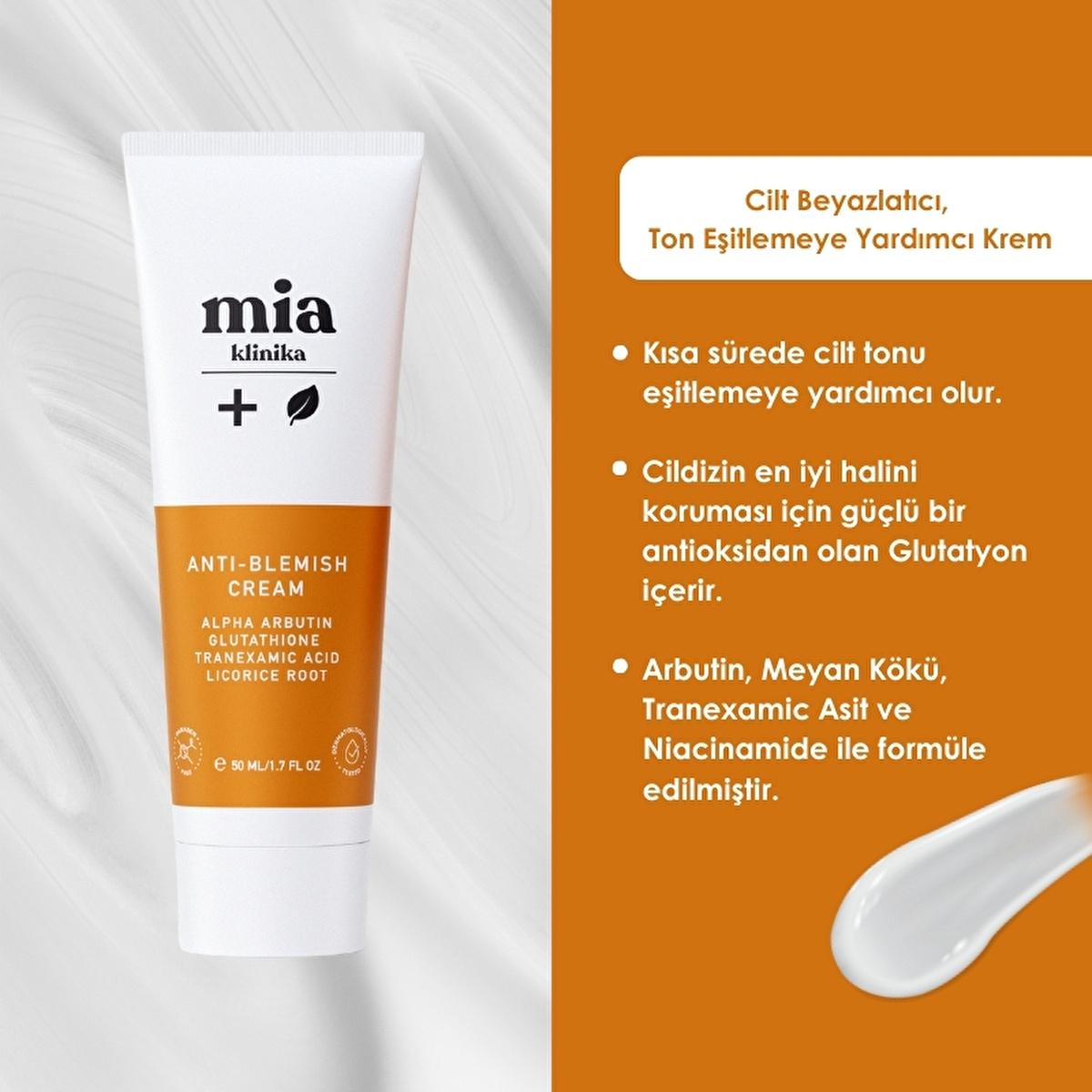 Mia Klinika Skin Whitening Cream - Even Skin Tone &amp; Reduce Blemishes with Arbutin &amp; Glutathione