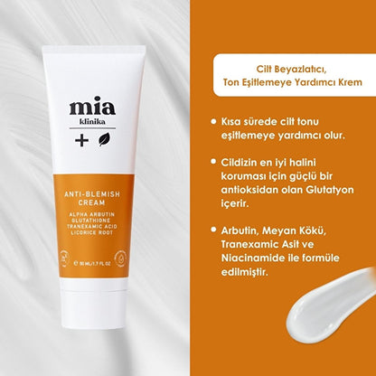 Mia Klinika Skin Whitening Cream - Even Skin Tone &amp; Reduce Blemishes with Arbutin &amp; Glutathione