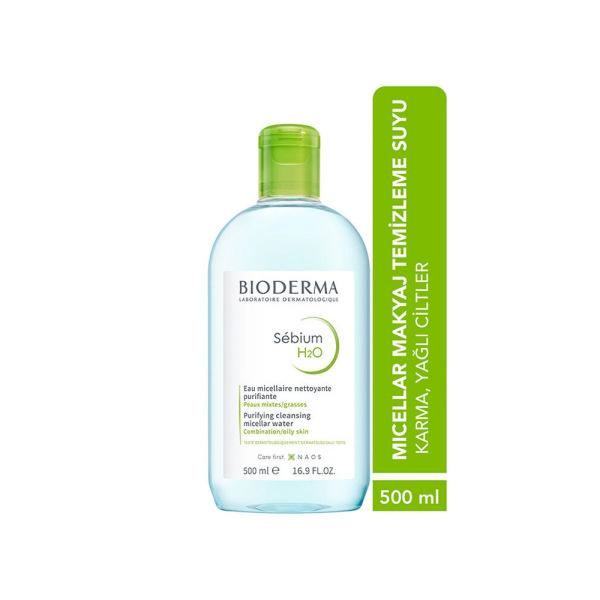 Bioderma Sebium H2O Micellar Water for Oily and Acne-Prone Skin - Gentle Makeup Remover &amp; Cleanser, Dermatologically Tested, 16.91 fl oz