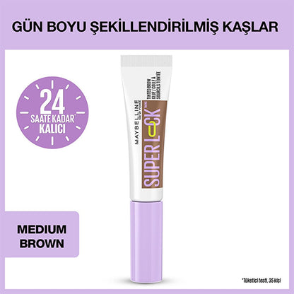 Maybelline Super Lock Medium Brown Brow Glue: 24H Lamination Effect, Tinted Eyebrow Mascara for Long-Lasting Shape &amp; Smudge-Proof Definition