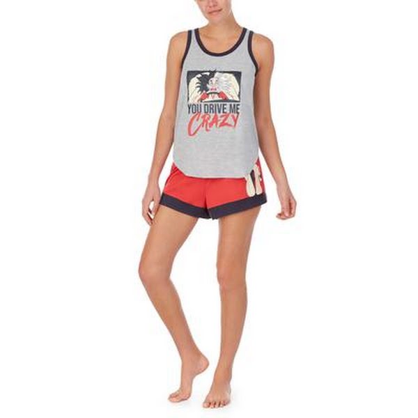 Disney Womens Cruella Tank Top &amp; Shorts Pajama Set