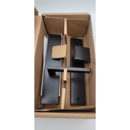 Emtek Dummy 10 in Mortise Set with Hercules Lever and Square Knob