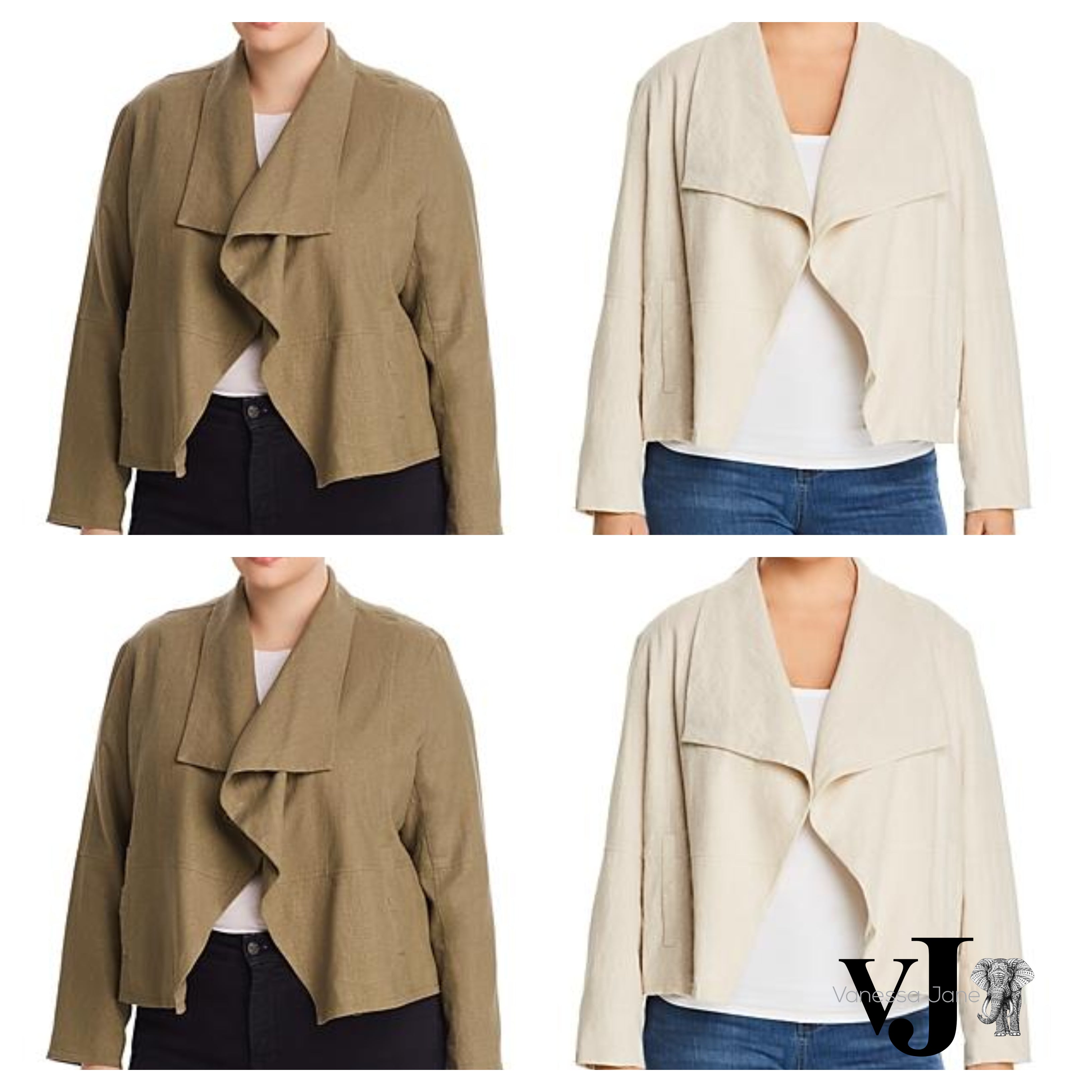 Bagatelle Womens Plus Wide Lapel Drape Front Linen Jacket Blazer