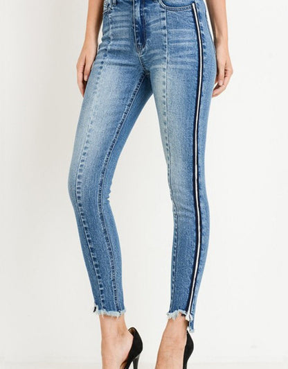 High Waist Skinny with Color Tape