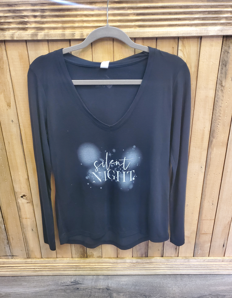 Silent Night Slouchy V-Neck Long Sleeve