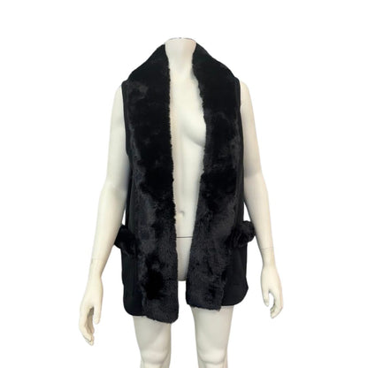 MARTHA STEWART Faux Fur Fleece Vest, Size Medium