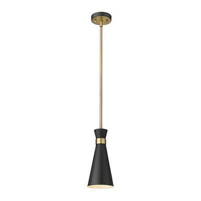 Z-Lite Soriano Matte Black and Heritage Brass One-Light Mini Pendant