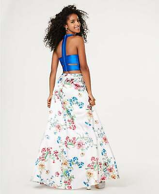 City Studios Juniors 2-Pc. Satin &amp; Floral-Print Gown