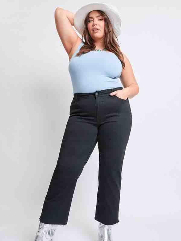 Curvy High Rise Wide Leg Trouser - Black