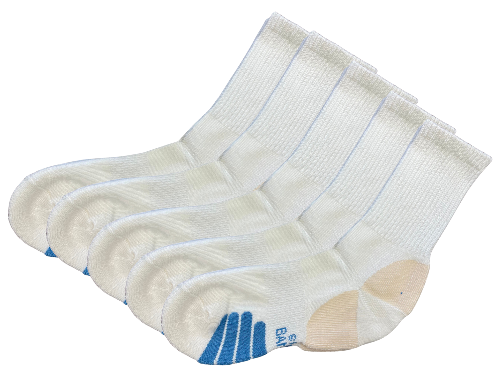 High Performance Crew Bamboo Viscose Socks – Natural with Blue Padding