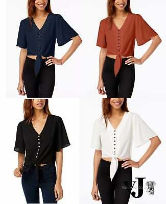 Gypsies &amp; Moondust Juniors Buttoned Tie-Front Camp Shirt