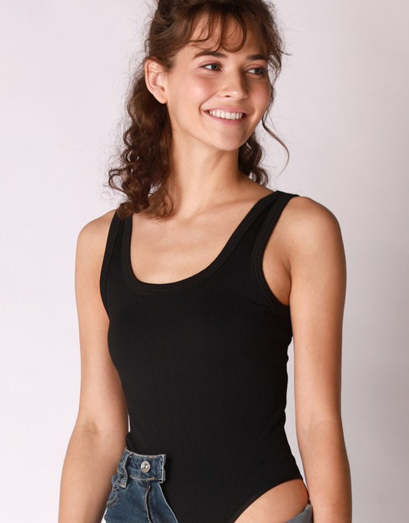 Ribbed Scoop Neck &amp; Back Bodysuit