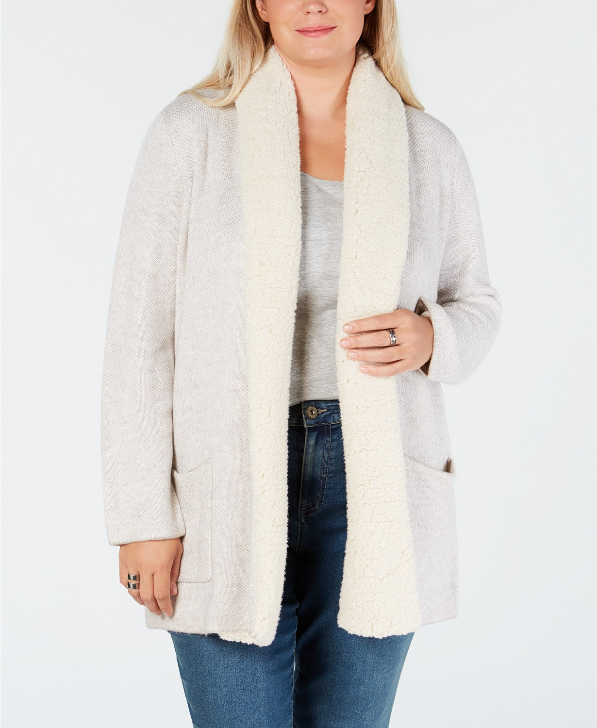 Style &amp; Co. Womens Drapey Pocket Sweatercoat