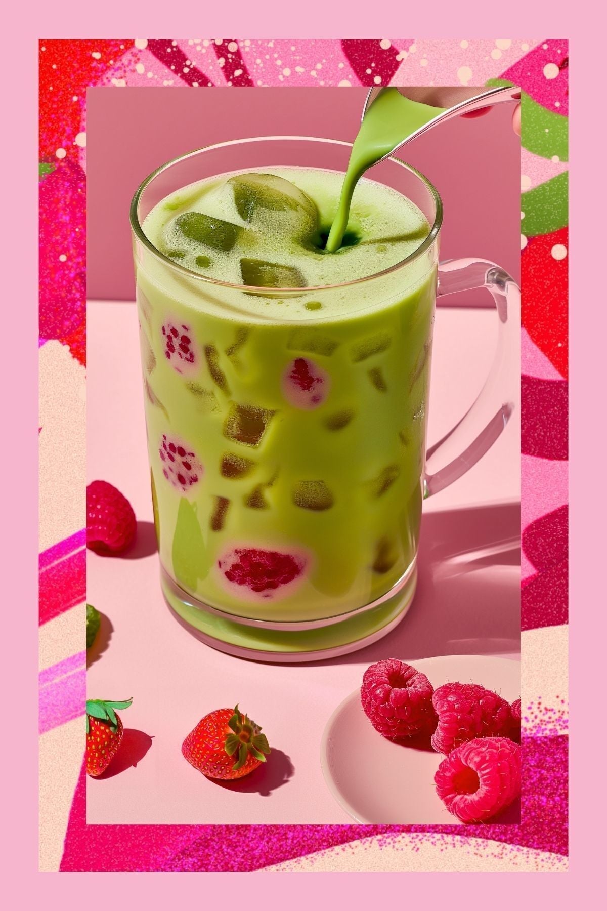 Mim and More Raspberry &amp; Strawberry Matcha Raspberry and Strawberry Flavored Matcha, 25 gr