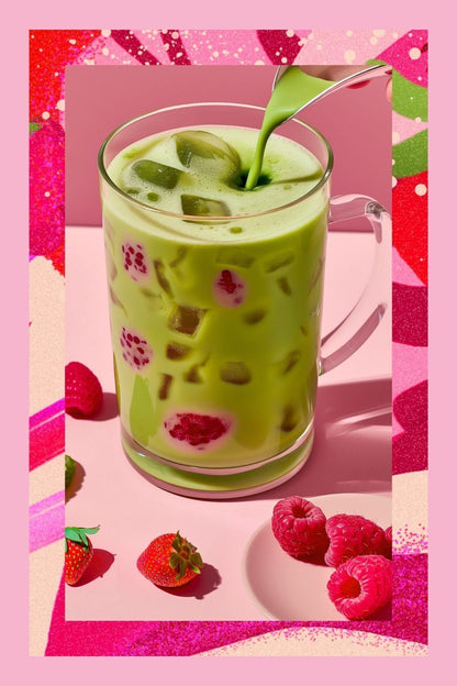Mim and More Raspberry &amp; Strawberry Matcha Raspberry and Strawberry Flavored Matcha, 25 gr