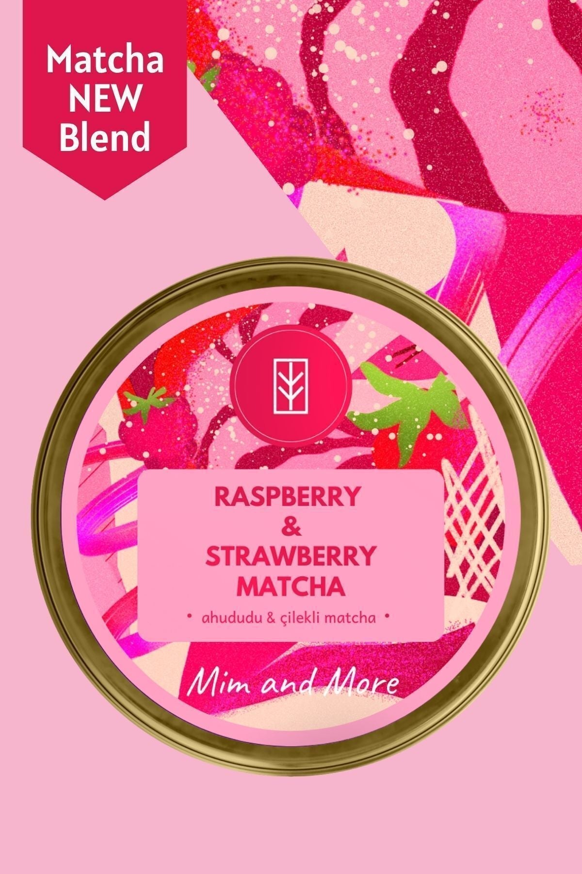 Mim and More Raspberry &amp; Strawberry Matcha Raspberry and Strawberry Flavored Matcha, 25 gr