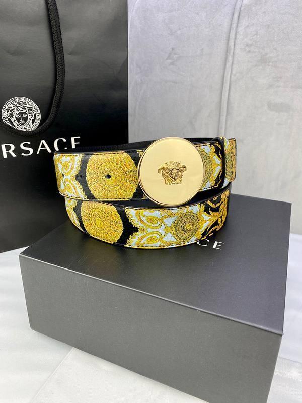Versace MEDUSA BIGGIE ENAMEL LEATHER BELT