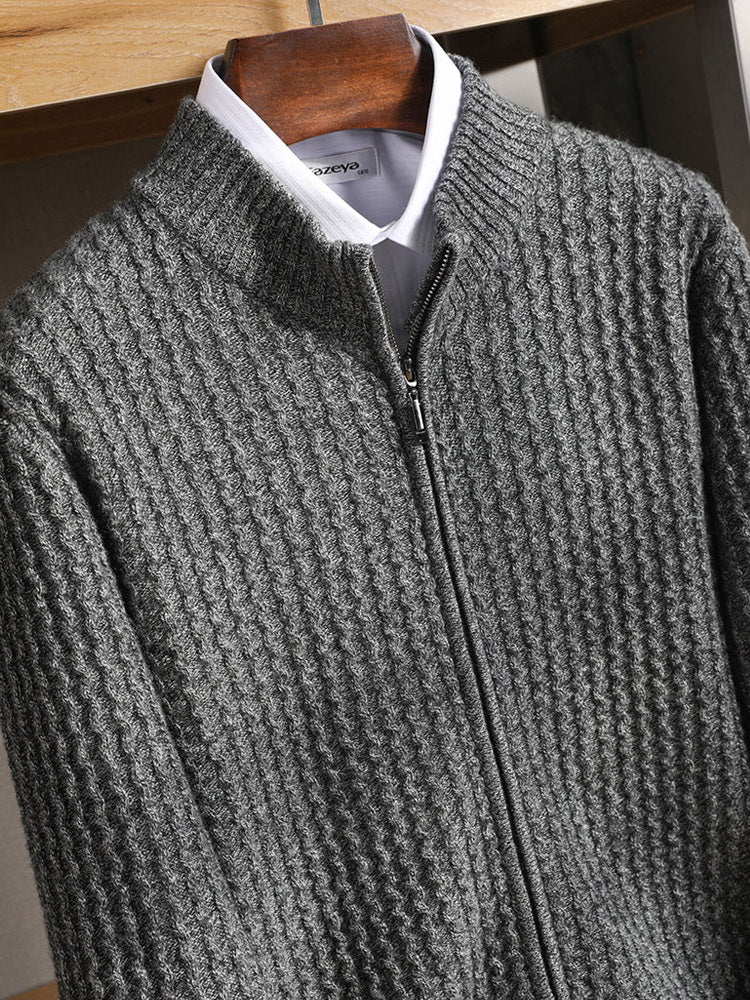 Wool Zipper Cardigan Men&