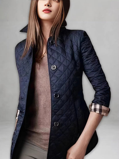 Slim Fit Quilted Jacket with Lapel Collar
