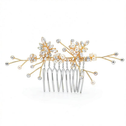 Inc Gold-Tone Crystal and Imitation Pearl Small Hair Comb