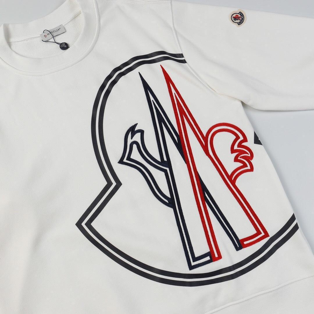 Moncler Logo-Embroidered Printed Cotton Jersey Sweatshirt White