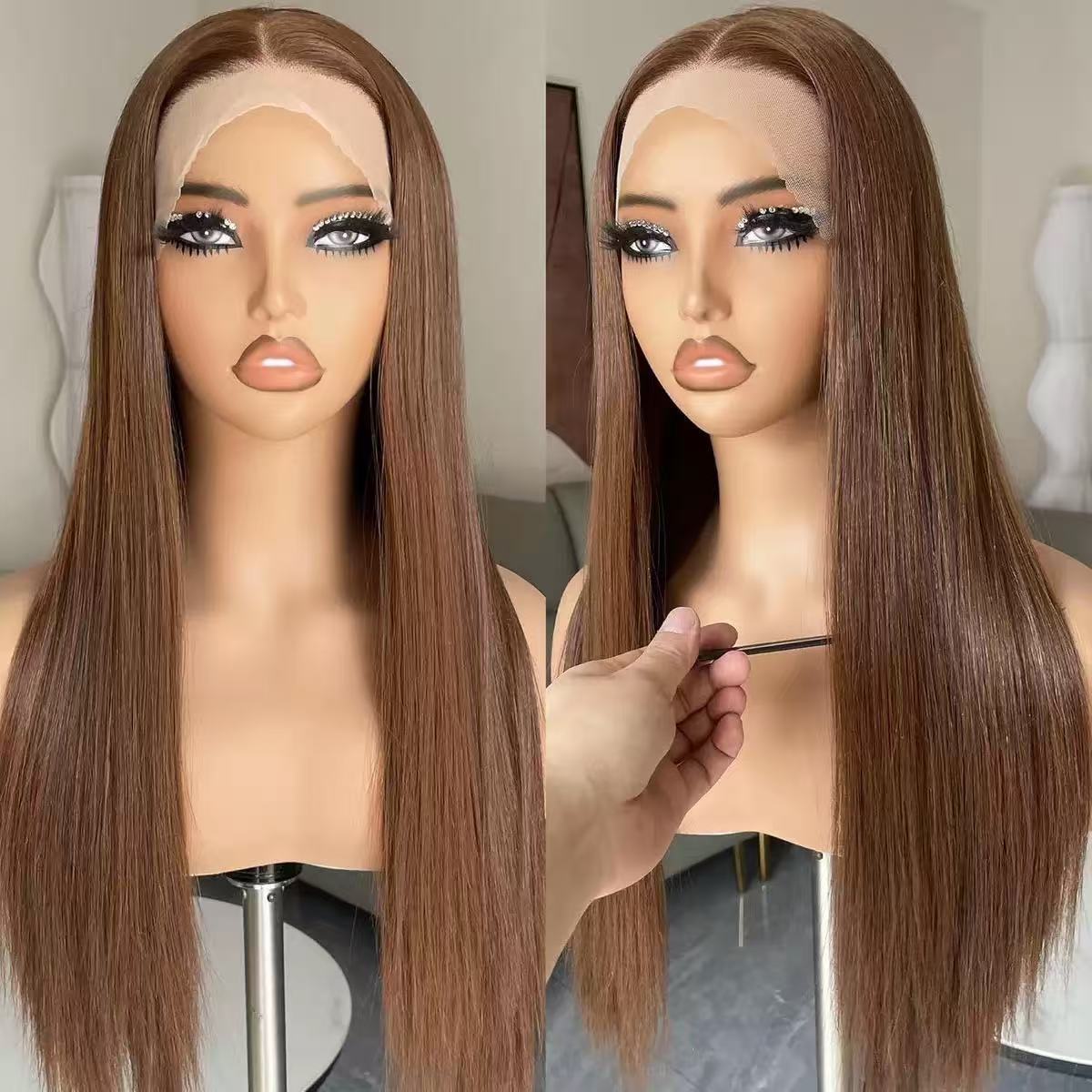 Medium Part Long Straight Synthetic Hair Wigs