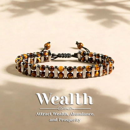 Tiger Eye Stone Magnetic Woven Bracelet