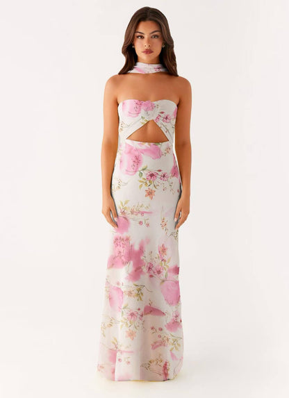 Floral Cut Out Backless Summer Dress