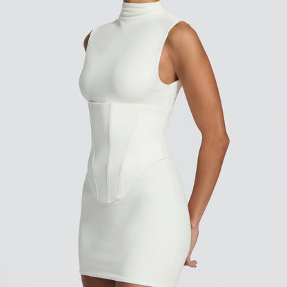 Sleeveless Fishbone Waist Midi Dress