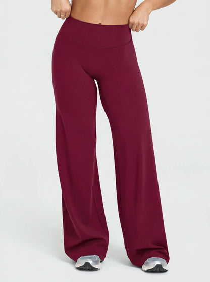 Womens High Waist Flared Yoga Pants Straight Leg Slimming Workout Leggings