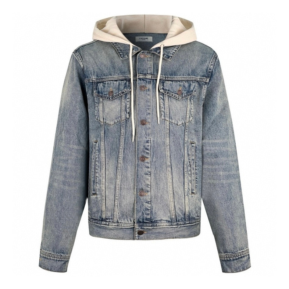 CELINE Washed Grey Denim Jacket – Casual Single-Breasted