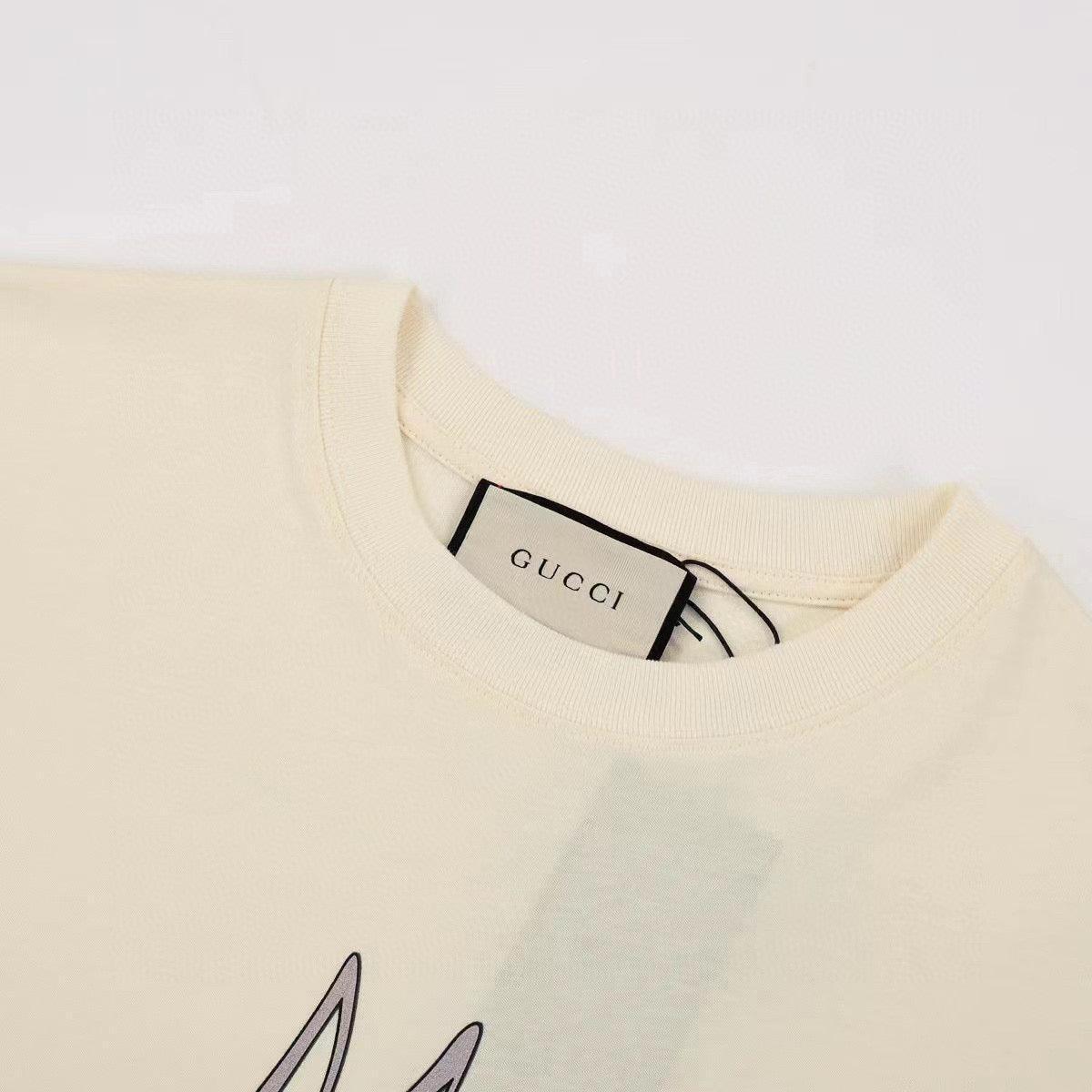 Gucci Collarless T-Shirt - Beige Premium Cotton Crewneck