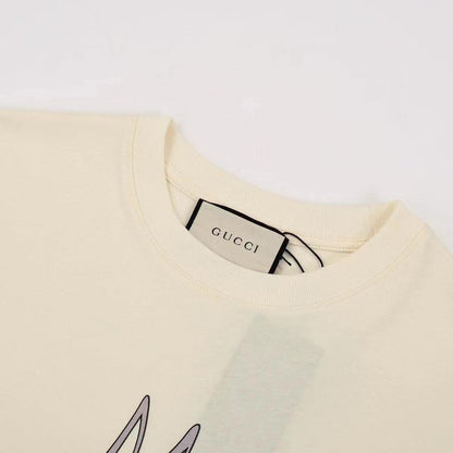 Gucci Collarless T-Shirt - Beige Premium Cotton Crewneck