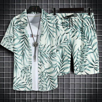 Mens Quick Dry Floral Shirt and Shorts Set