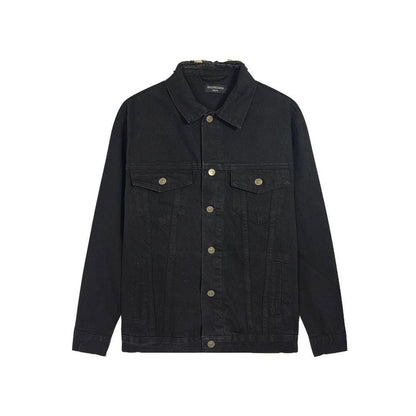Balenciaga Black Embroidered Political Logo Denim Jacket