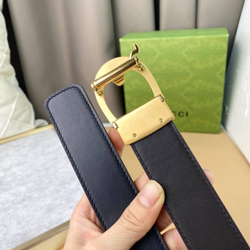 GUCCI Embellished coated-canvas and leather belt &