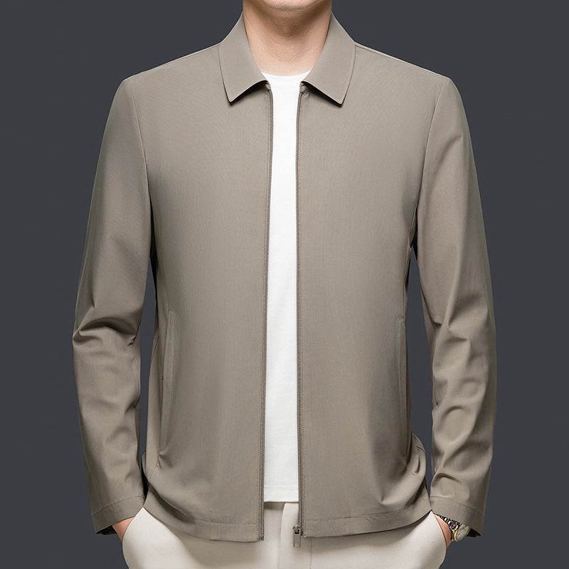 Mens versatile casual light gray lapel jacket with patch pockets
