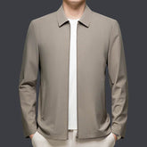Mens versatile casual light gray lapel jacket with patch pockets