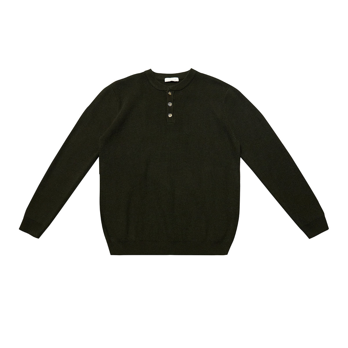 Ribbed Henley Collar Knit Sweater