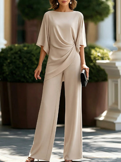 Womens Drop Waist Shirt and Wide Leg Pants Set